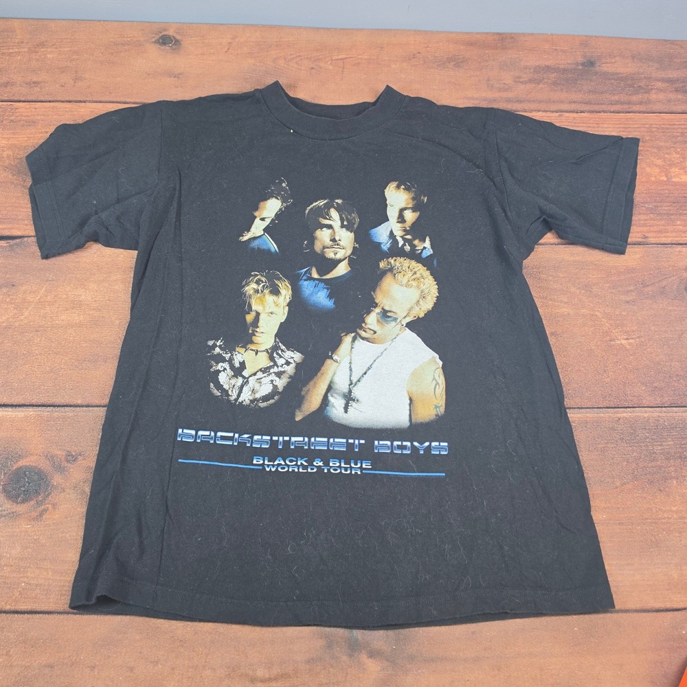 Giant Backstreet Boys Tour Shirt Mens L Black Excellent Black & Blue 2001 Band